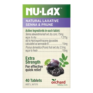 Nu-Lax Natural Laxative Senna & Prune 40 Tablets