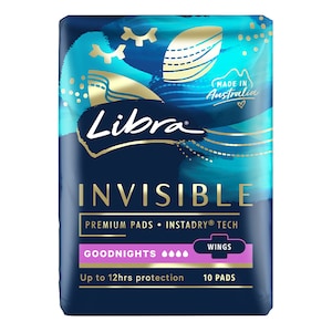 Libra Invisible Extra Long Pads with Wings 10 Pack