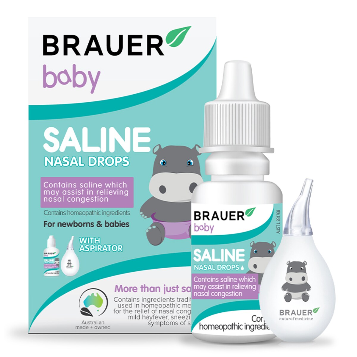 Brauer Baby Saline Nasal Drops with Aspirator 25ml