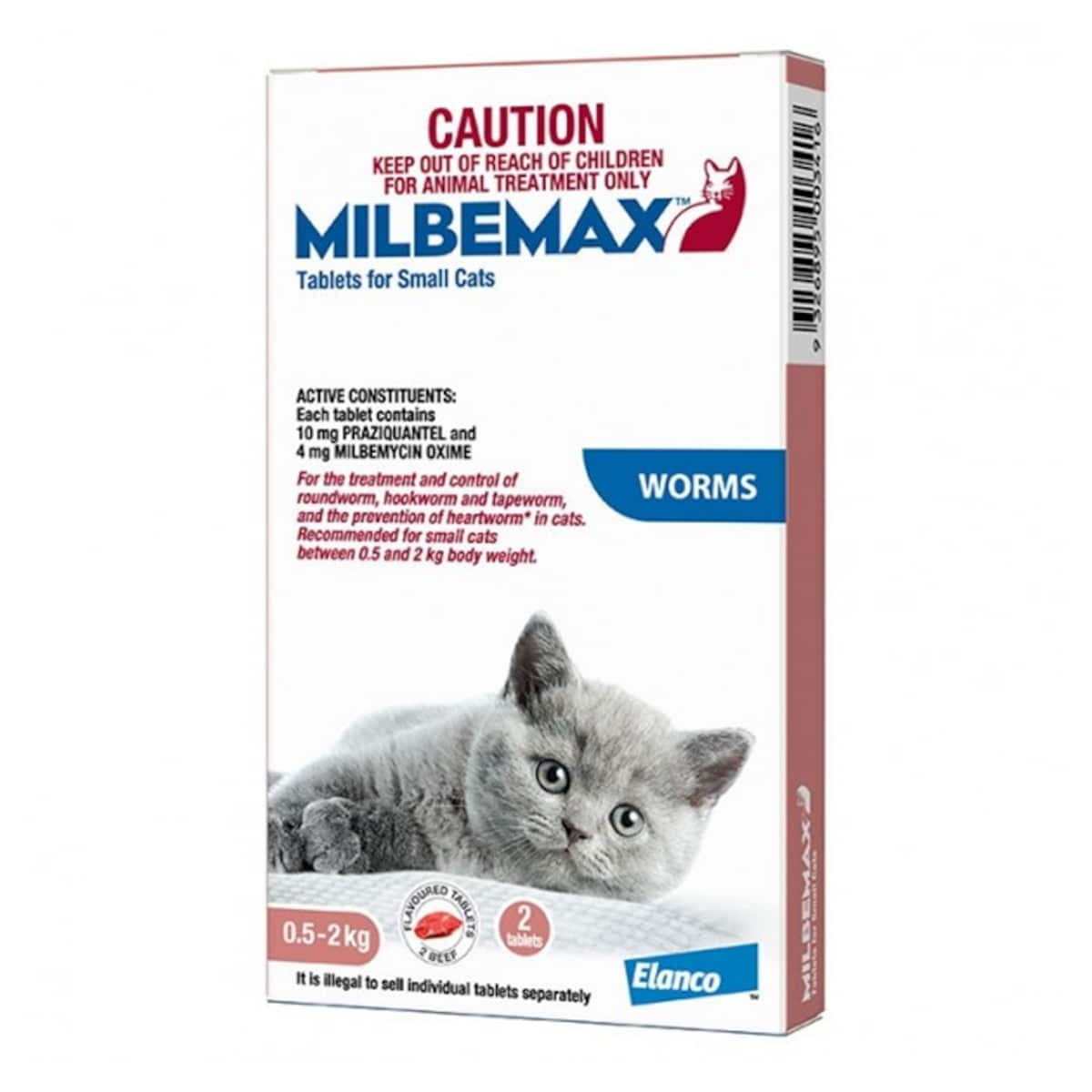 Milbemax All Wormer For Small Cat 0.5-2kg Pink 2 Pack