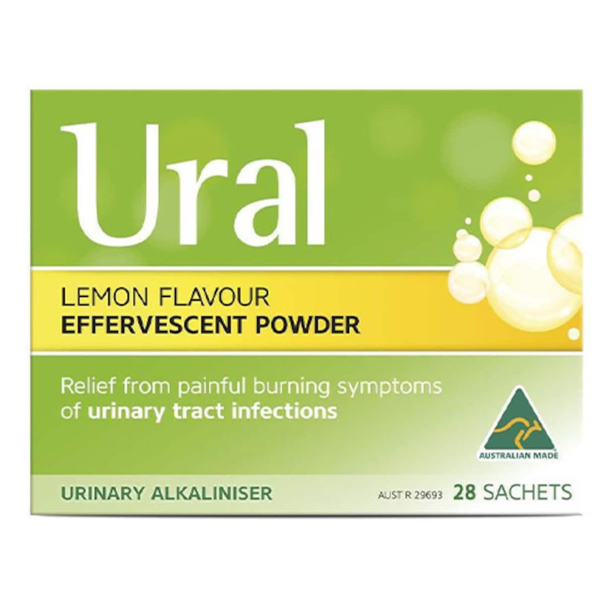 Ural Effervescent Powder Sachets Lemon Flavour 28 x 4g