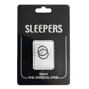 Studex Plain Small 12mm Sleeper Earring Black 1 Pair
