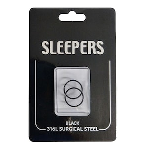 Studex Plain Medium 14mm Sleeper Earring Black 1 Pair