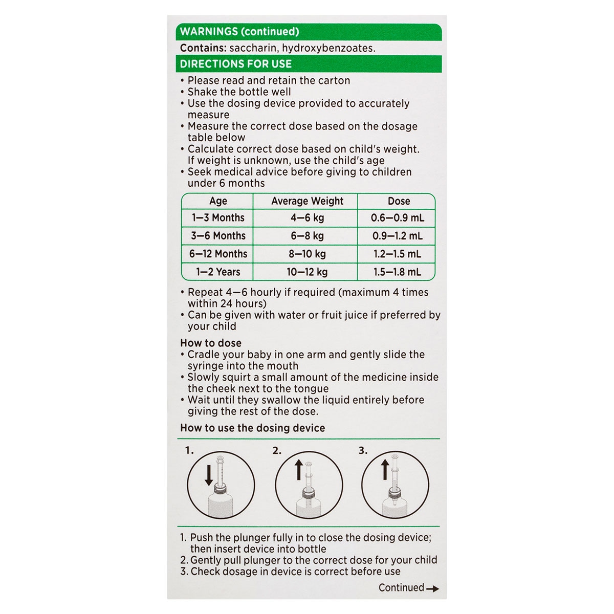 Panadol Children 1 Month - 1 Year Drops with Dosing Device 20ml