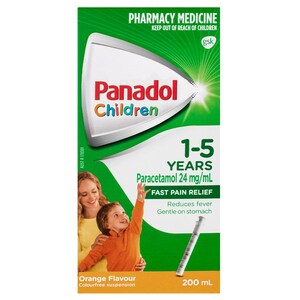 Panadol Children 1-5 Years Orange Flavour Colour Free 200ml