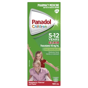 Panadol Children 5-12 Years Fever & Pain Relief Elixir Raspberry 100ml