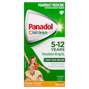 Panadol Children 5-12 Years Fever & Pain Relief Orange 200ml
