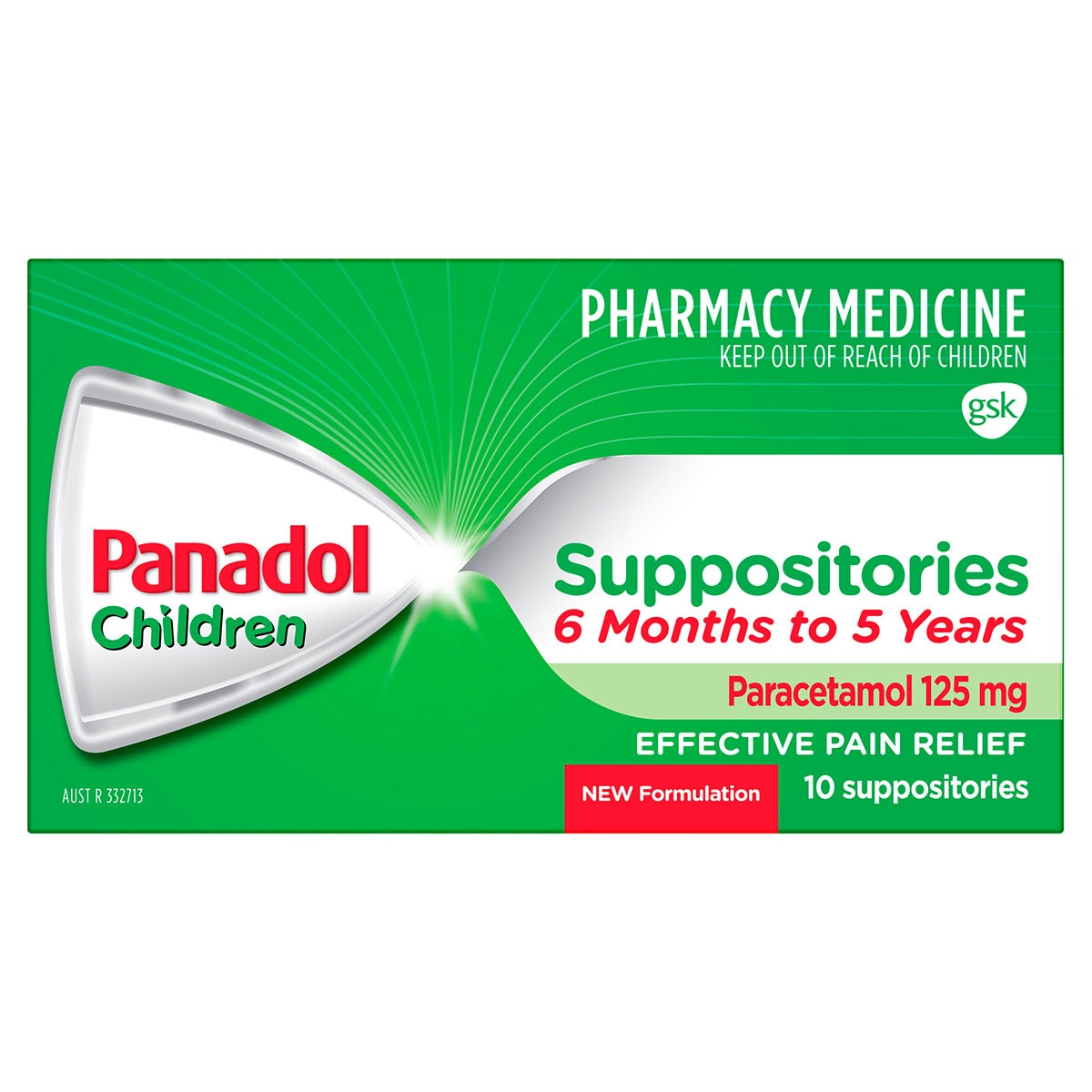Panadol Children Suppositories 6 Months - 5 Years Pain Relief 10 Pack
