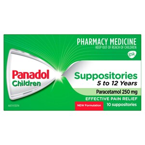 Panadol Children Suppositories 5 - 12 Years Pain Relief 10 Pack