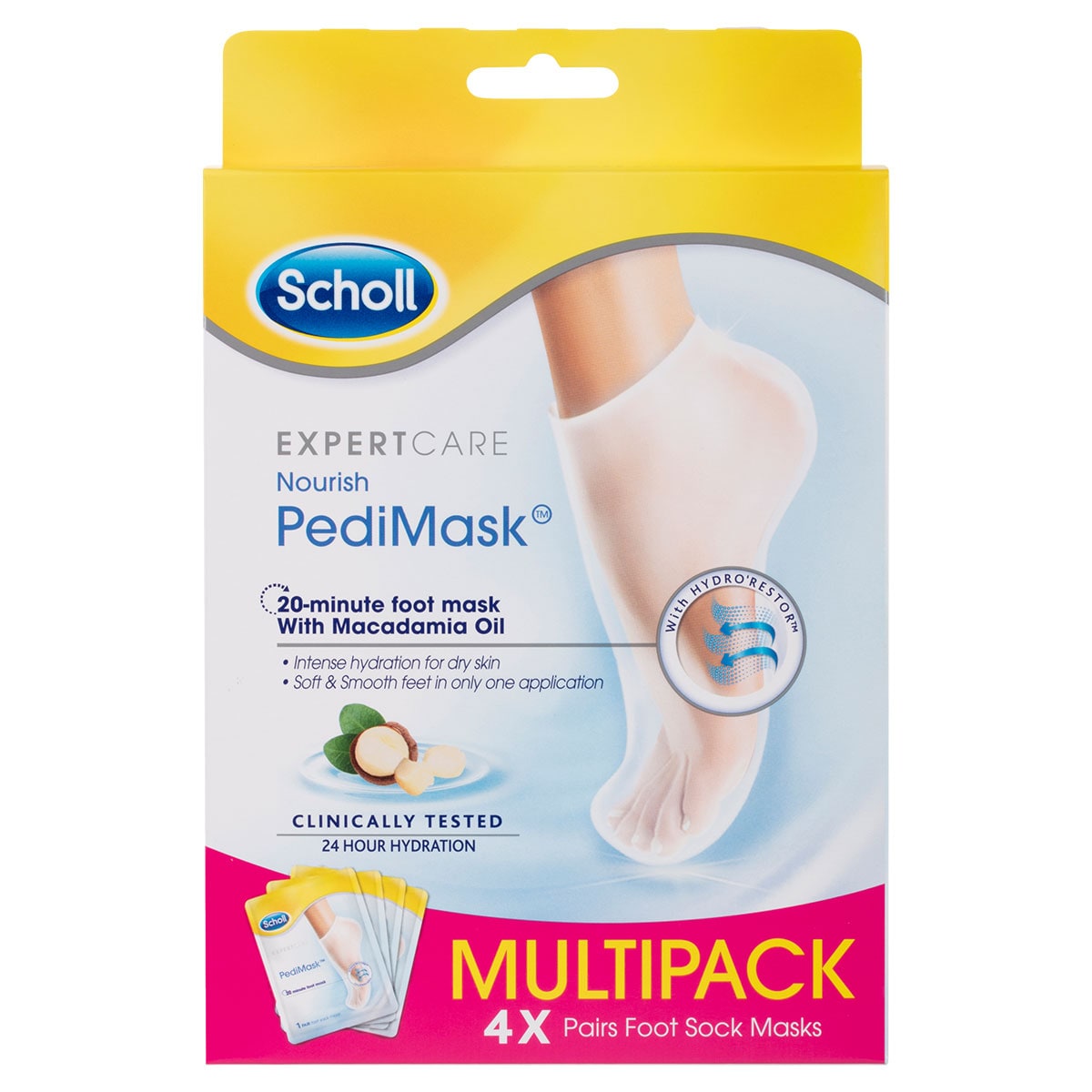 Scholl Macadamia Oil PediMask Multipack 4 Pairs