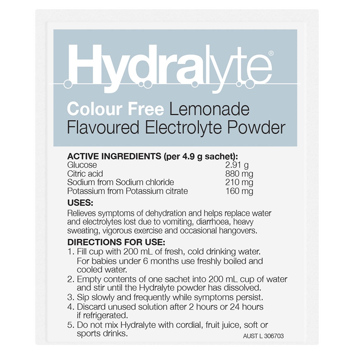 Hydralyte Electrolyte Powder Lemonade 10 Sachets