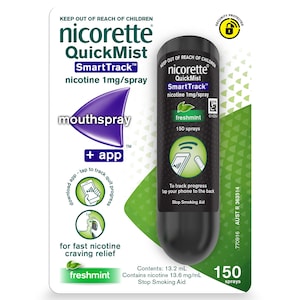 Nicorette Quit Smoking QuickMist Nicotine Mouth Spray Smart Track 150 Sprays