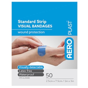 AeroPlast Standard Strip Visual Bandages 2.5cm x 7.5cm 50 Strips