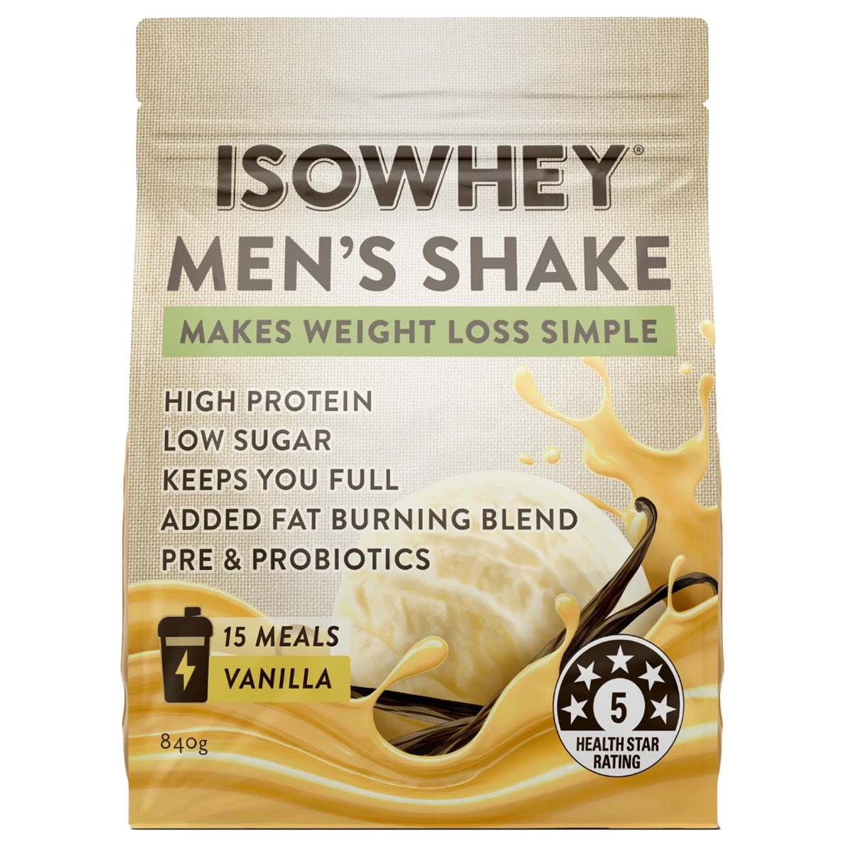 IsoWhey Men's Shake Vanilla 840g Isowhey