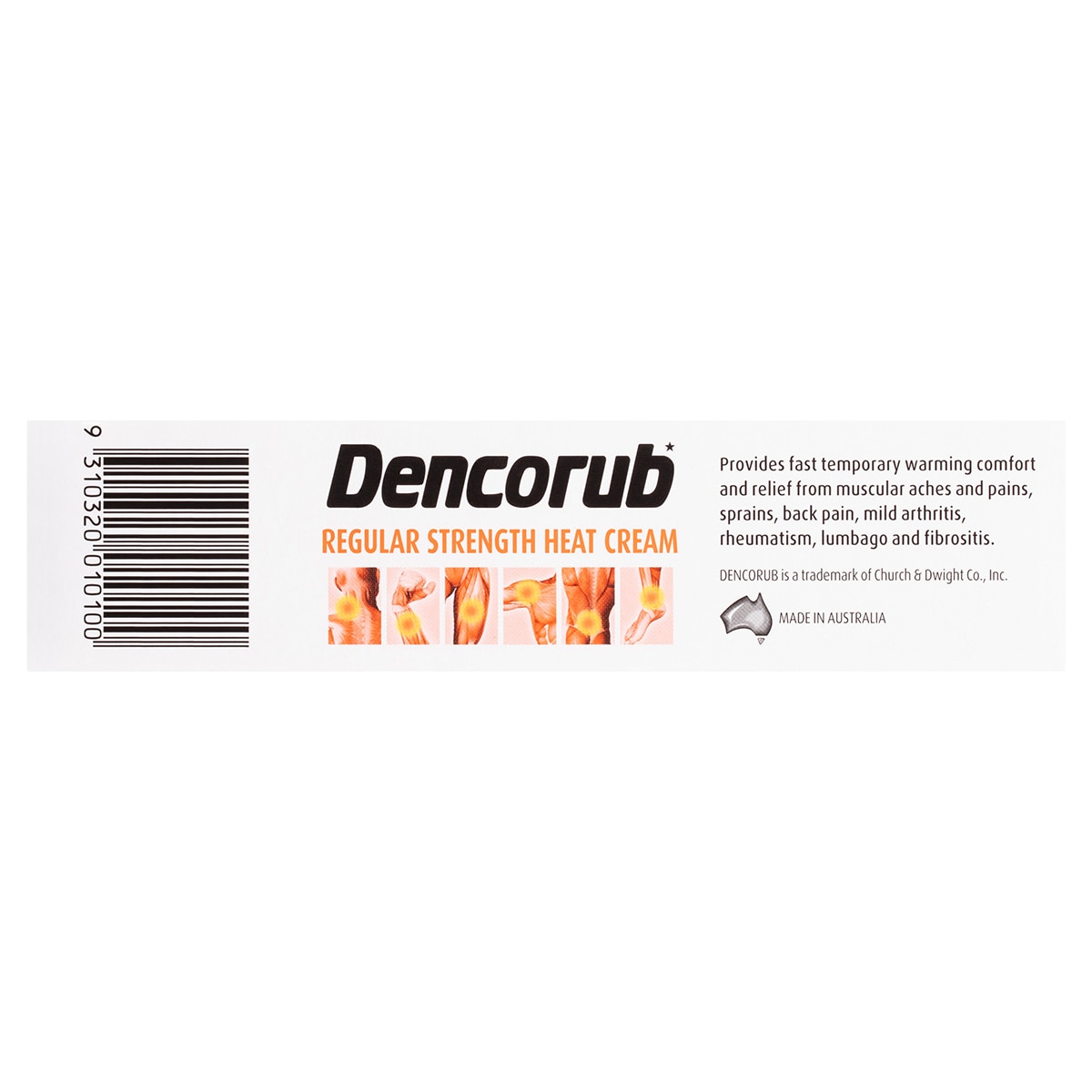 Dencorub Regular Strength Heat Cream Muscular Pain Relef 100g