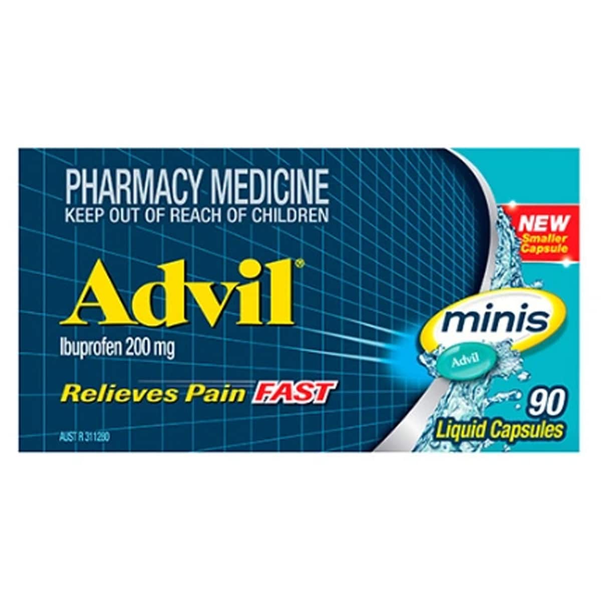 Advil Minis Fast Pain Relief 90 Liquid Capsules