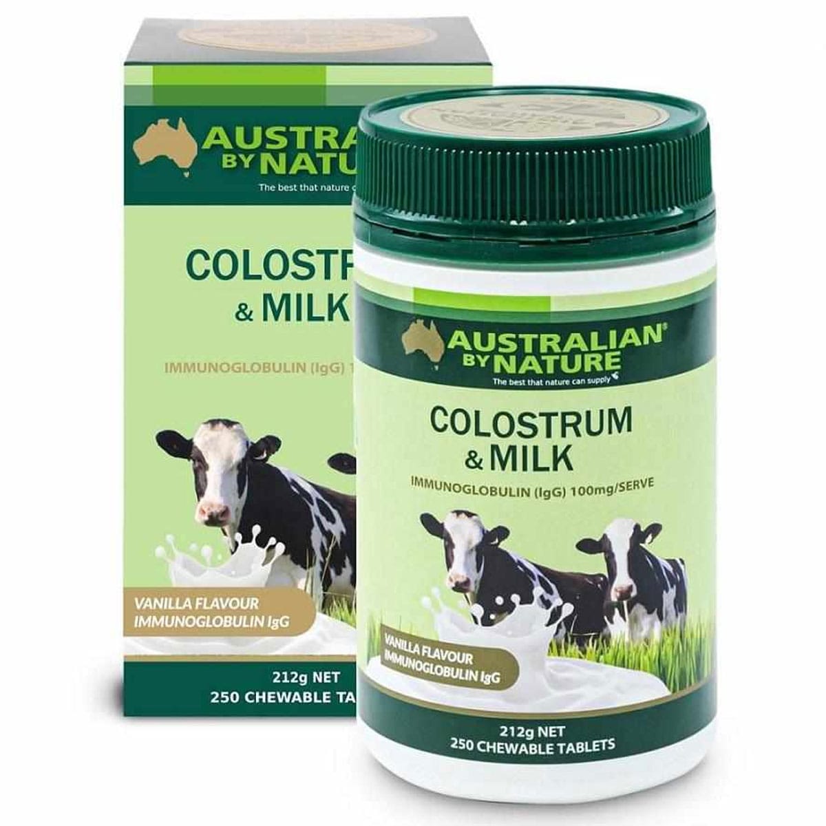 Australian by Nature Colostrum & Milk Vanilla 250 Chewable Tablets Australia