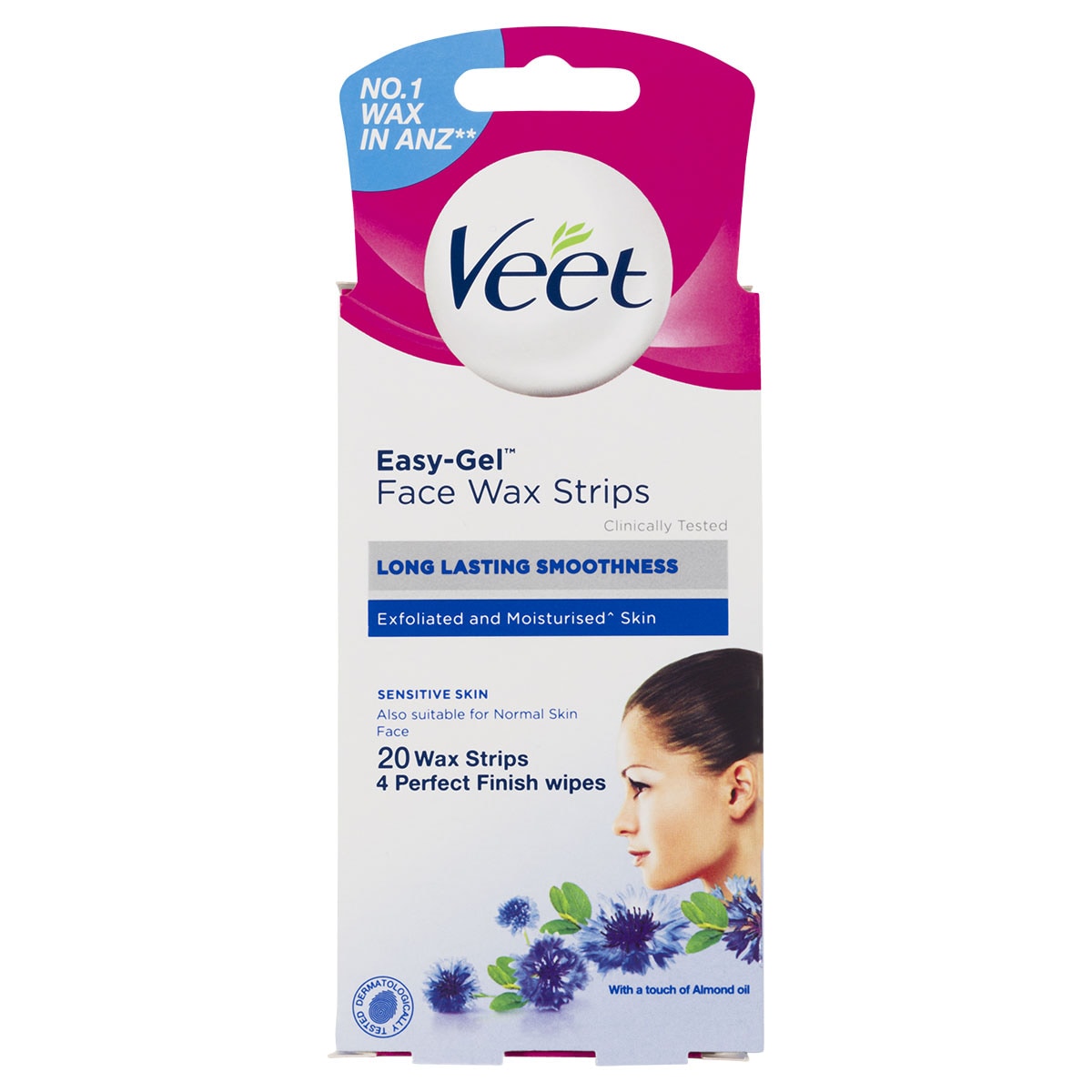 Veet EasyGel Face Wax Strips Sensitive Skin 20 Pack