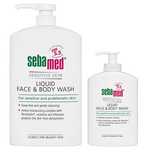 Sebamed Liquid Face & Body Wash 1 Litre + 300ml Wash Bonus Pack