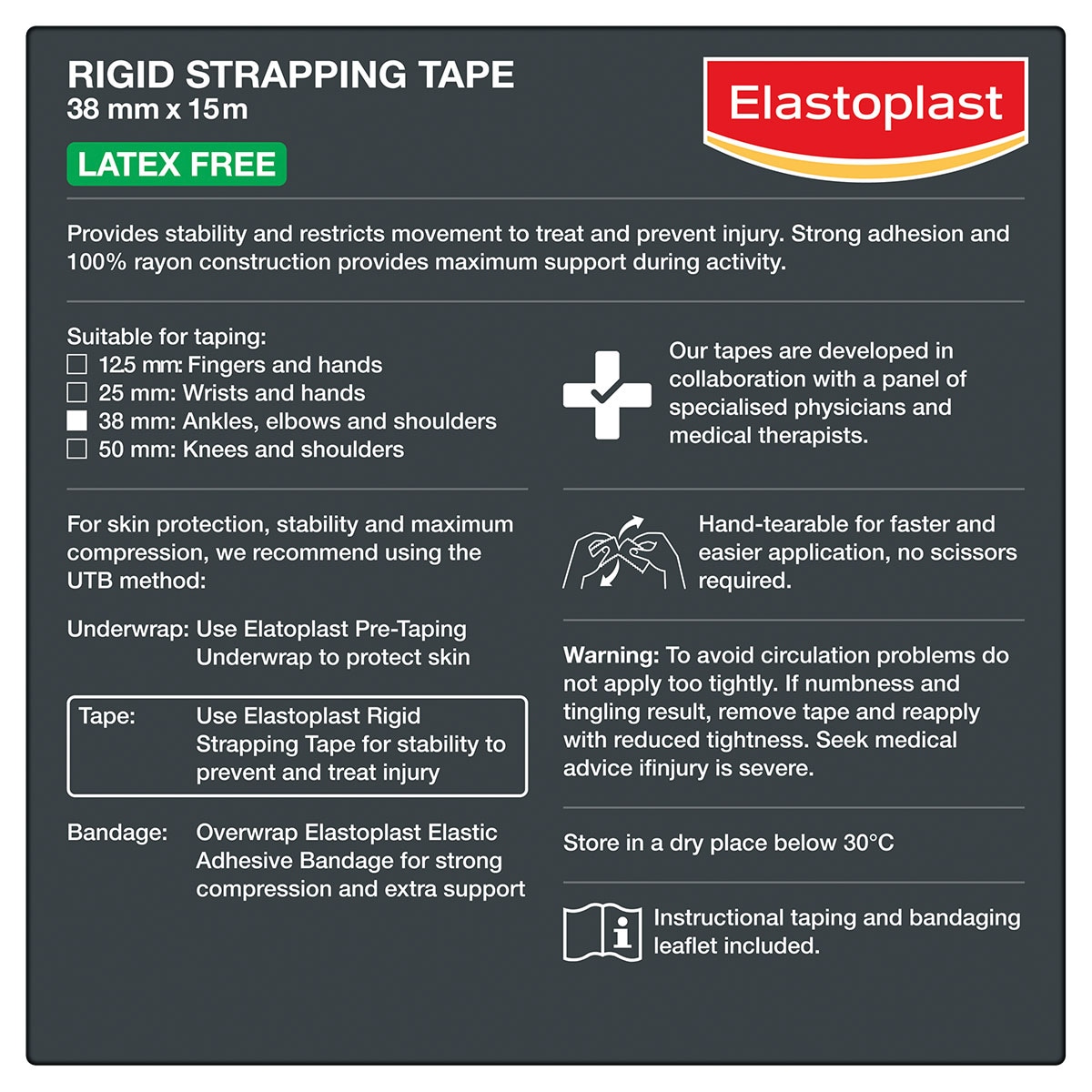 Elastoplast Rigid Strapping Tape 38mm x 15m Roll Value Pack