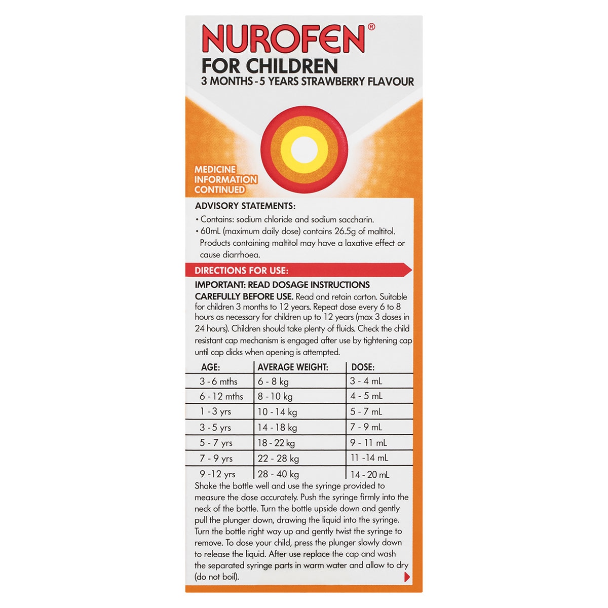 Nurofen for Children 3 Months - 5 Years Pain & Fever Relief Strawberry 100ml