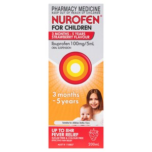 Nurofen for Children 3 Months - 5 Years Pain & Fever Relief Strawberry 200ml