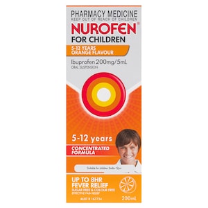 Nurofen for Children 5 - 12 Years Pain & Fever Relief Orange 200ml