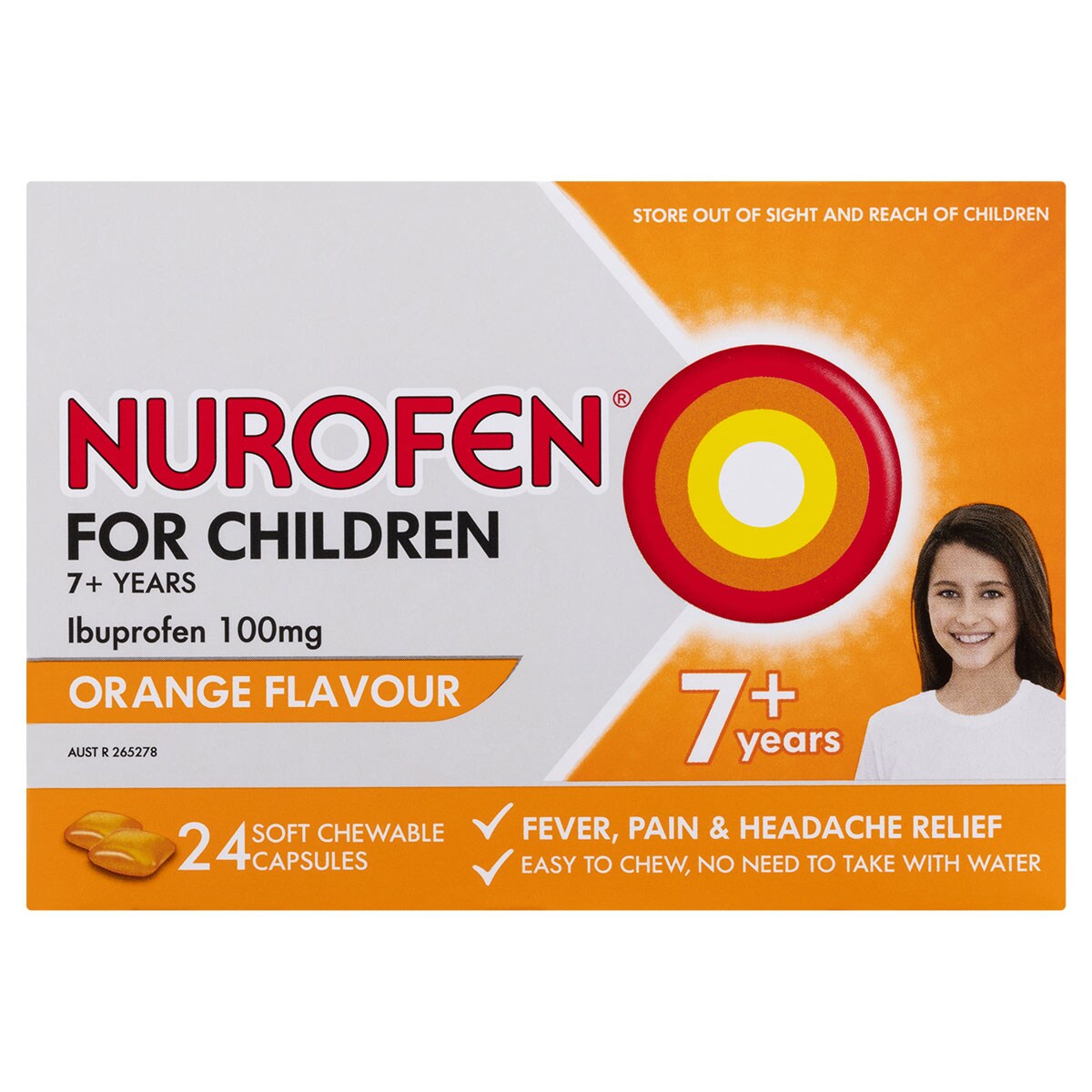 Nurofen for Children 7+ Years Orange 24 Soft Chewable Capsules