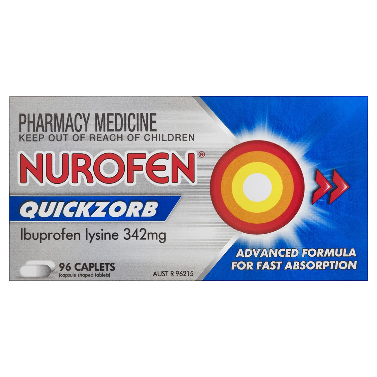 Nurofen Quickzorb Fast Absorption Pain Relief 96 Caplets