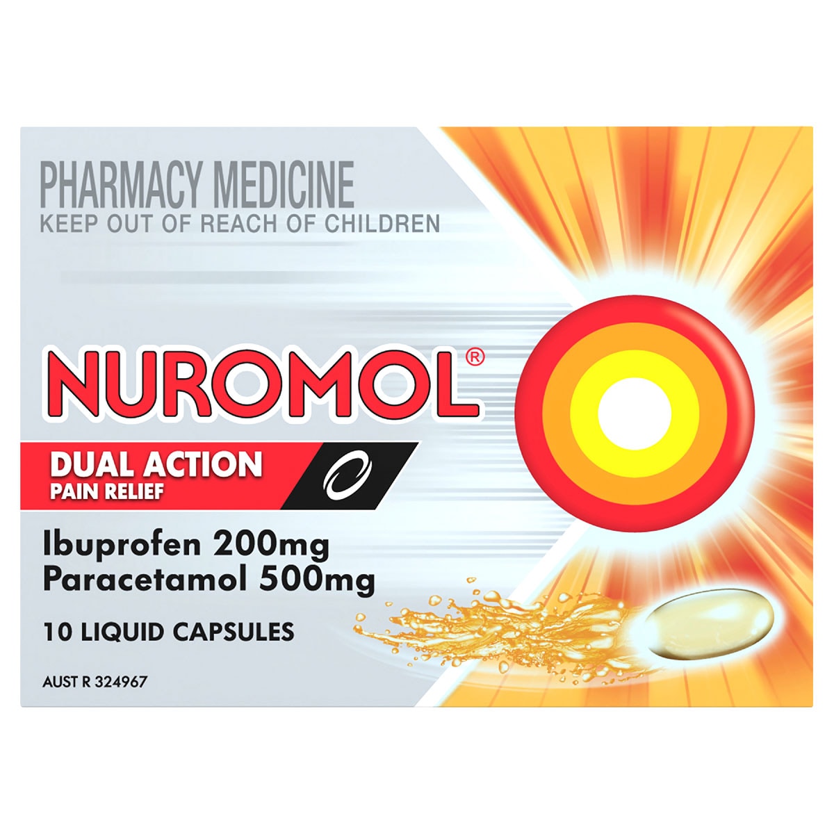 Nuromol Dual Action Strong Pain Relief 10 Liquid Capsules