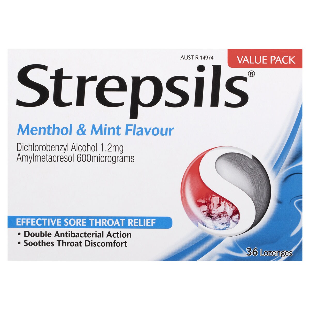 Strepsils Double Antibacterial Menthol & Mint 36 Lozenges