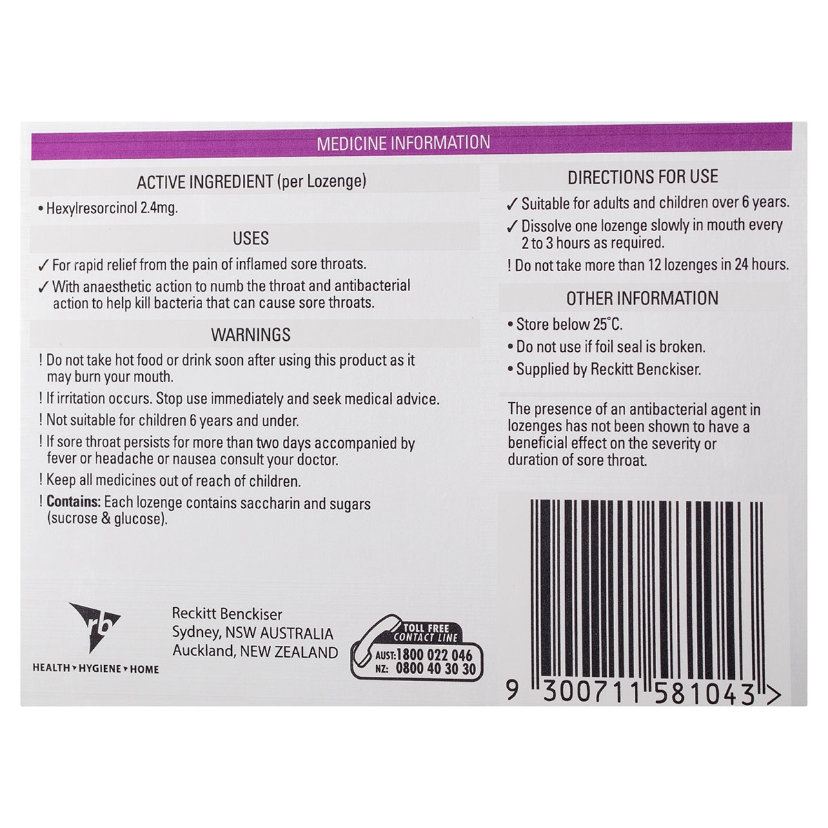 Strepsils Extra Rapid Sore Throat Relief with Anaesthetic Blackcurrant 36 Lozenges