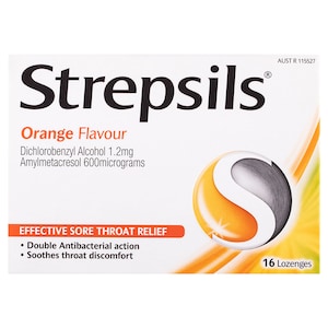 Strepsils Sore Throat Relief Orange 16 Lozenges