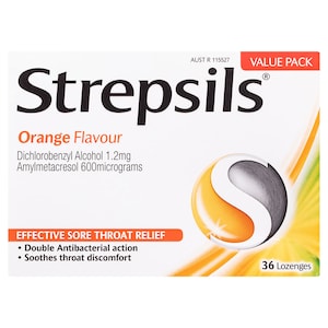 Strepsils Sore Throat Relief Orange 36 Lozenges