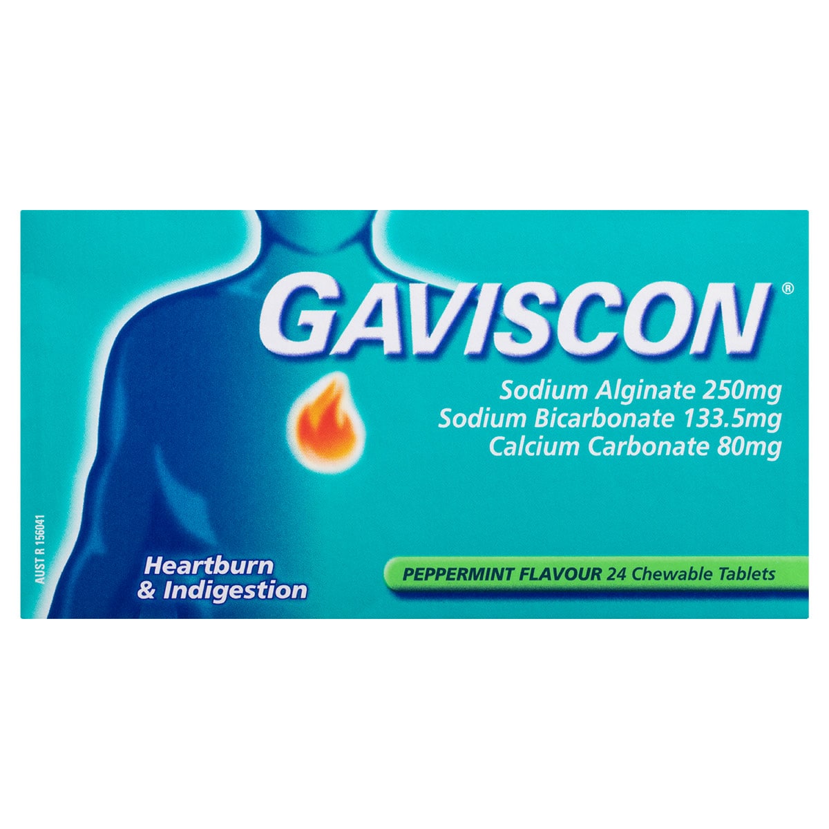Gaviscon Heartburn & Indigestion Peppermint 24 Chewable Tablets