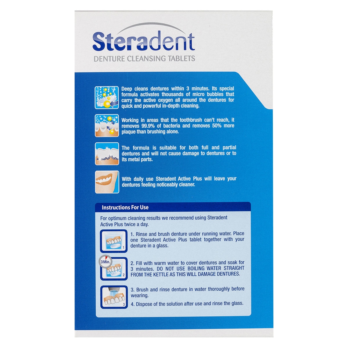 Steradent Active Plus Denture Cleansing Tablets Express 48 Tablets