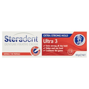 Steradent Ultra 3 Denture Fixative Cream Extra Strong Hold 40g