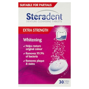 Steradent Extra Strength Denture Cleansing Tablets Whitening 30 Tablets