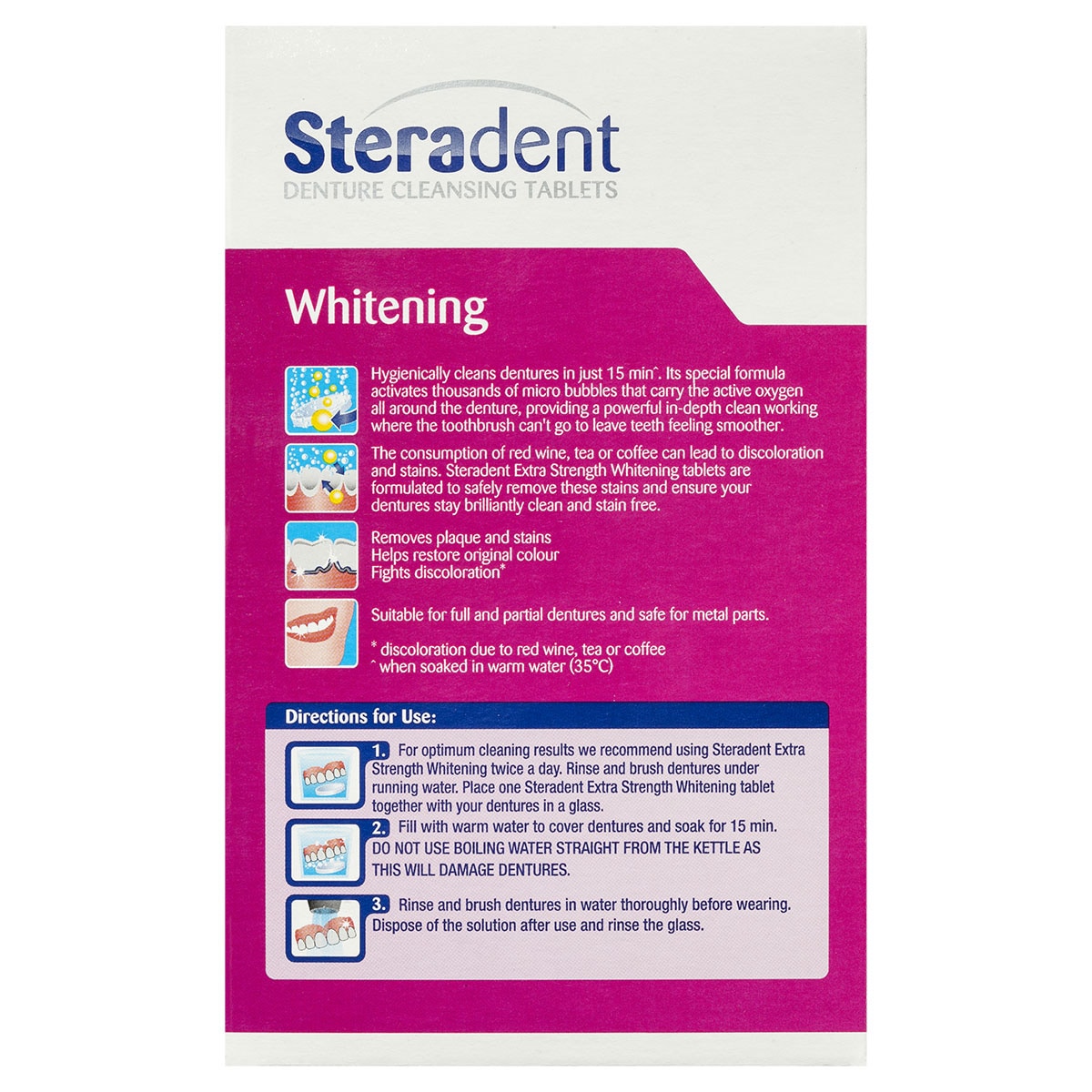 Steradent Extra Strength Denture Cleansing Tablets Whitening 30 Tablets