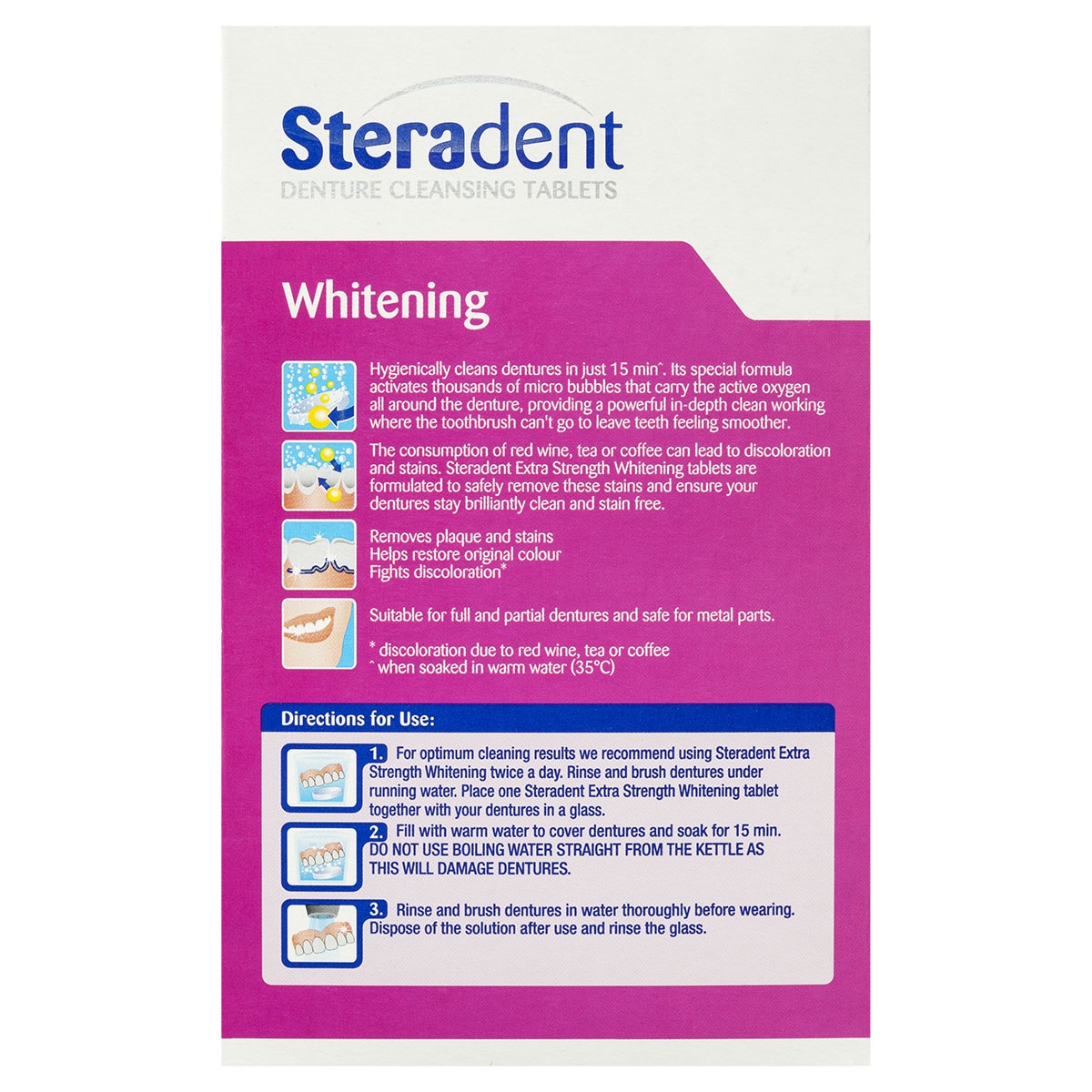 Steradent Extra Strength Denture Cleansing Tablets Whitening 48 Tablets