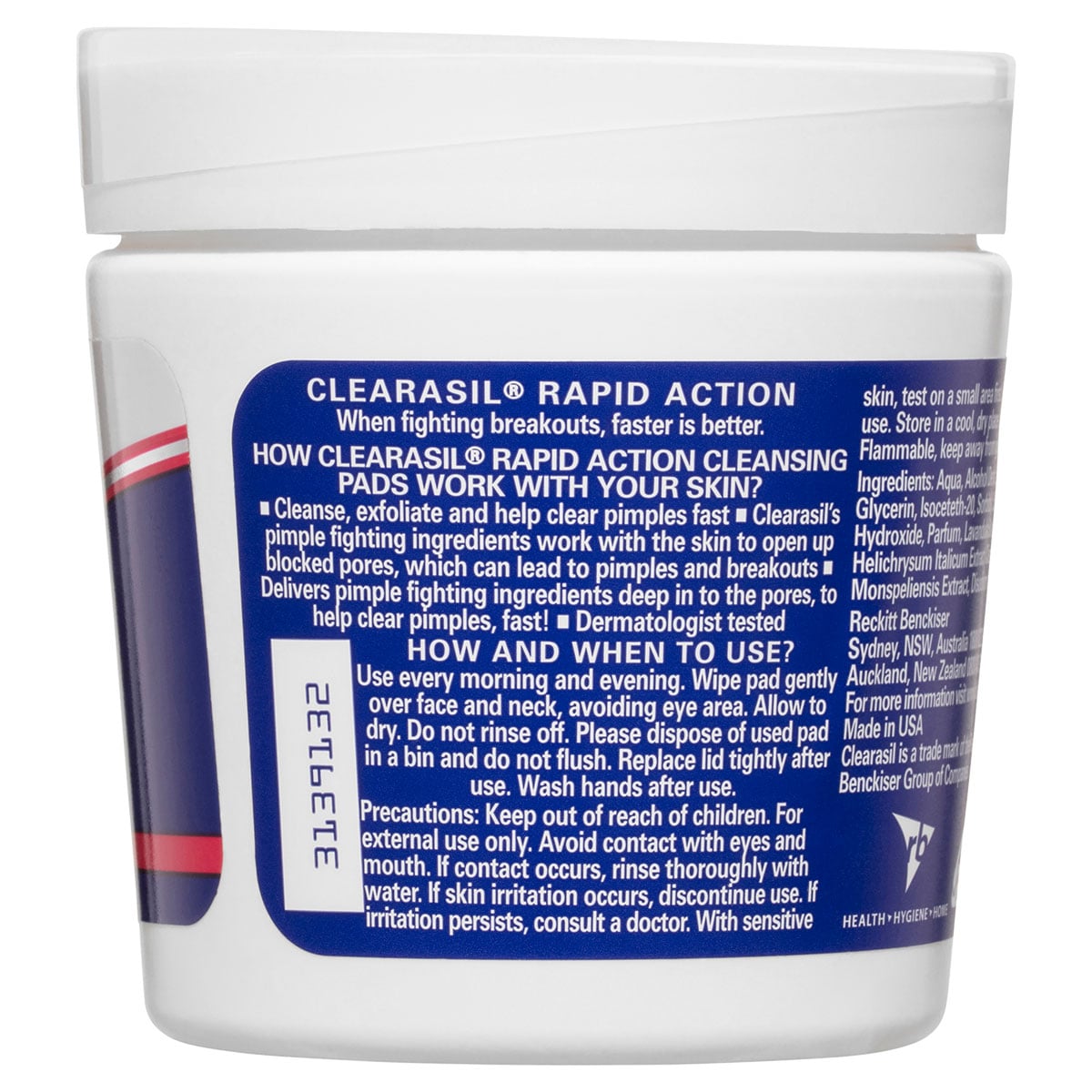 Clearasil Rapid Action Cleansing Pads 65 Pads