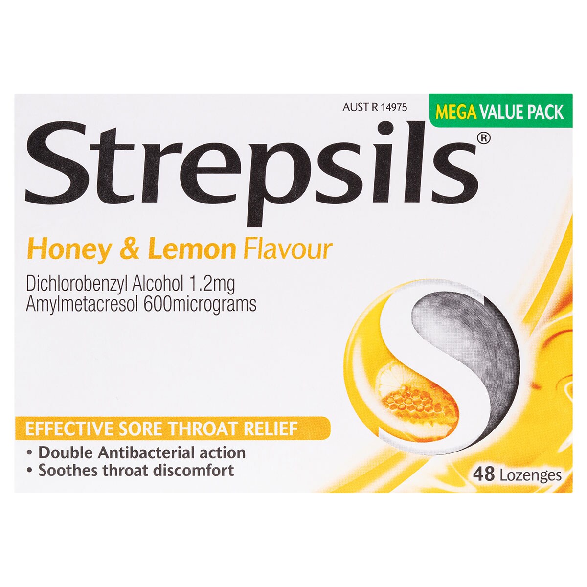 Strepsils Sore Throat Relief Honey & Lemon 48 Lozenges