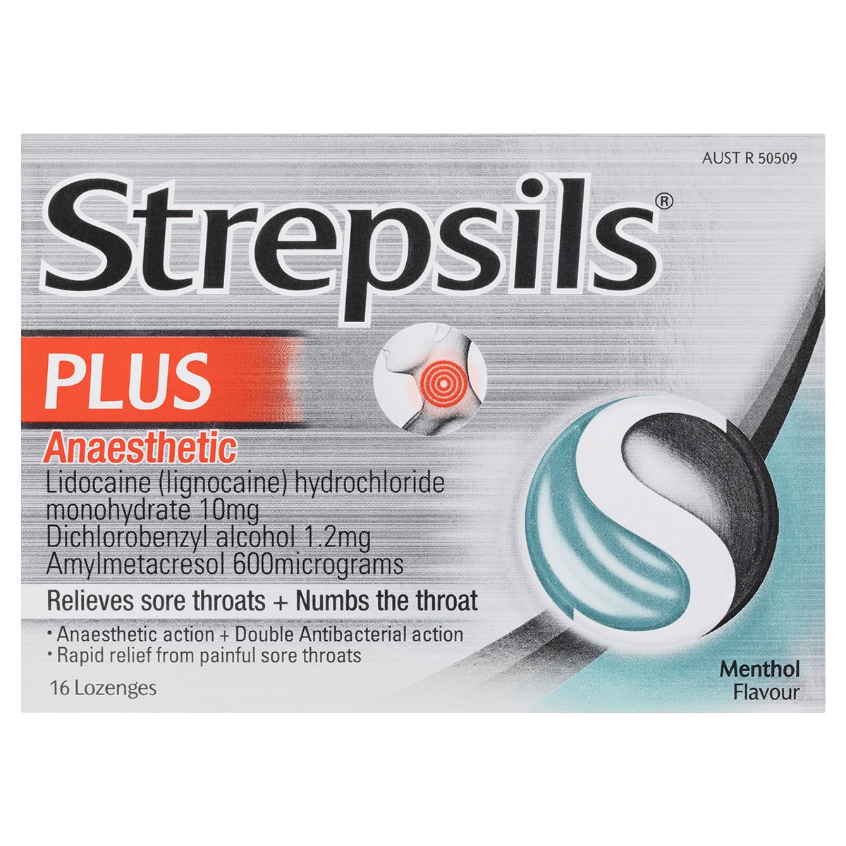 Strepsils Plus Anaesthetic Dual Action Menthol Lozenges 16 Pack