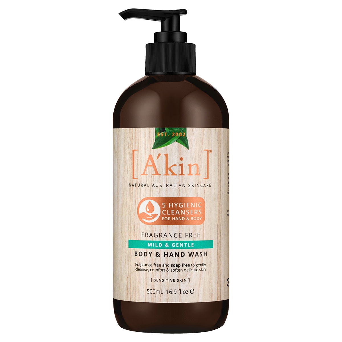 Akin Fragrance Free Mild & Gentle Body Wash 500ml