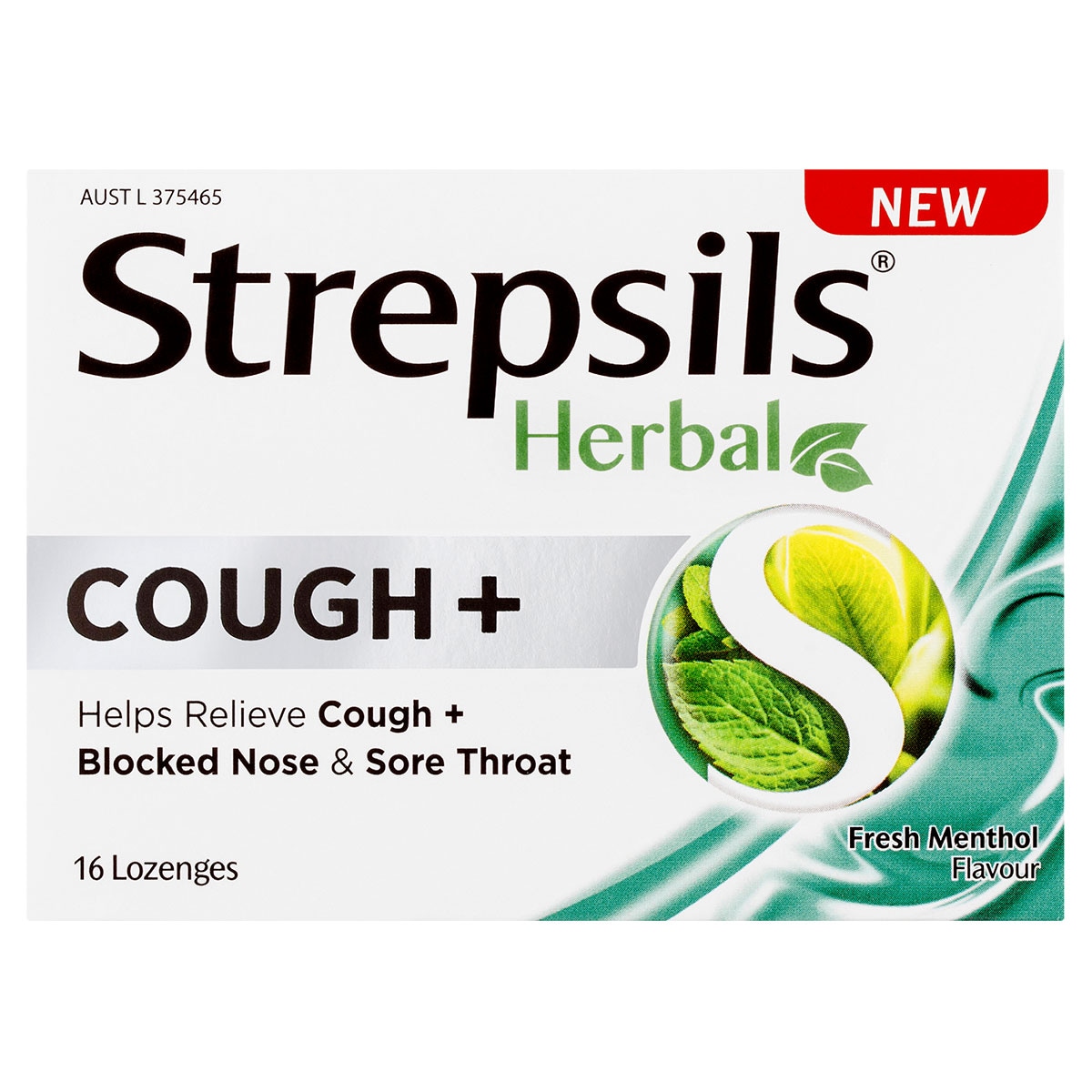 Strepsils Herbal Cough+ Fresh Menthol 16 Lozenges