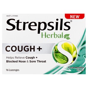 Strepsils Herbal Cough+ Fresh Menthol 16 Lozenges