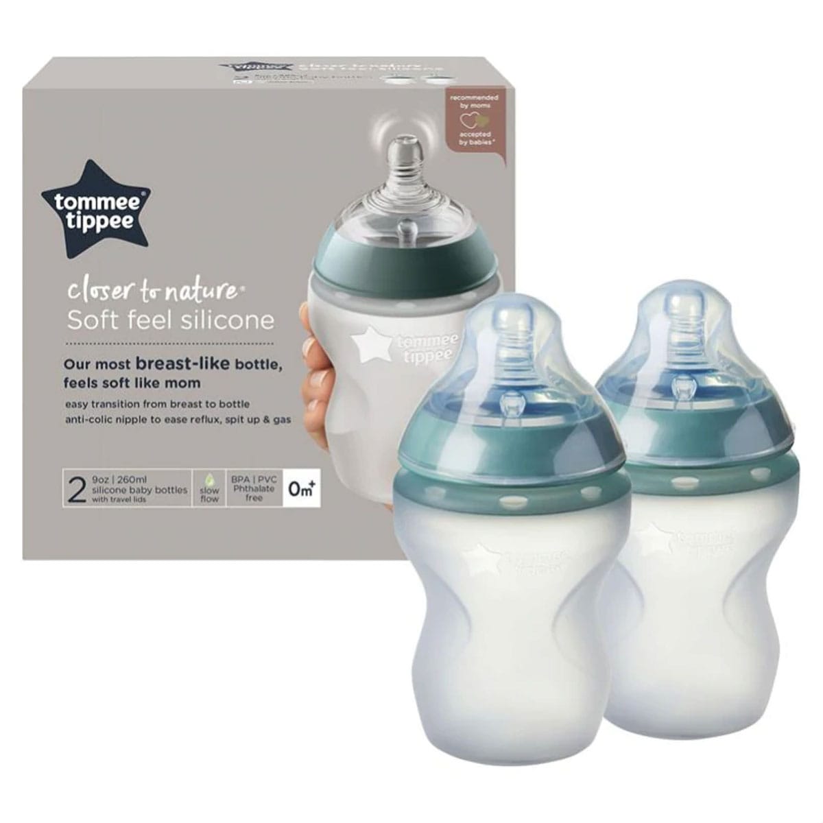 Tommee Tippee Closer to Nature Silicone Bottle 260ml x 2 Pack