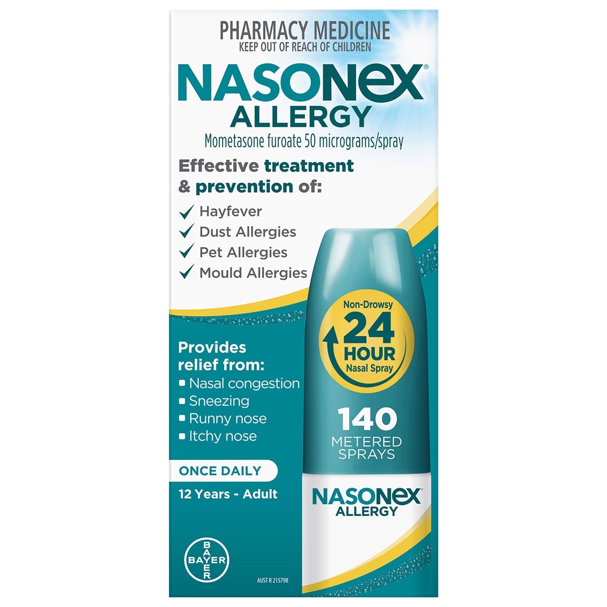 Nasonex Allergy Non-Drowsy 24 Hour Nasal Spray 140 Metered Sprays