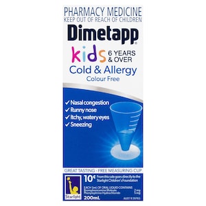 Dimetapp Kids 6+ Years Cold & Allergy Colour Free 200ml