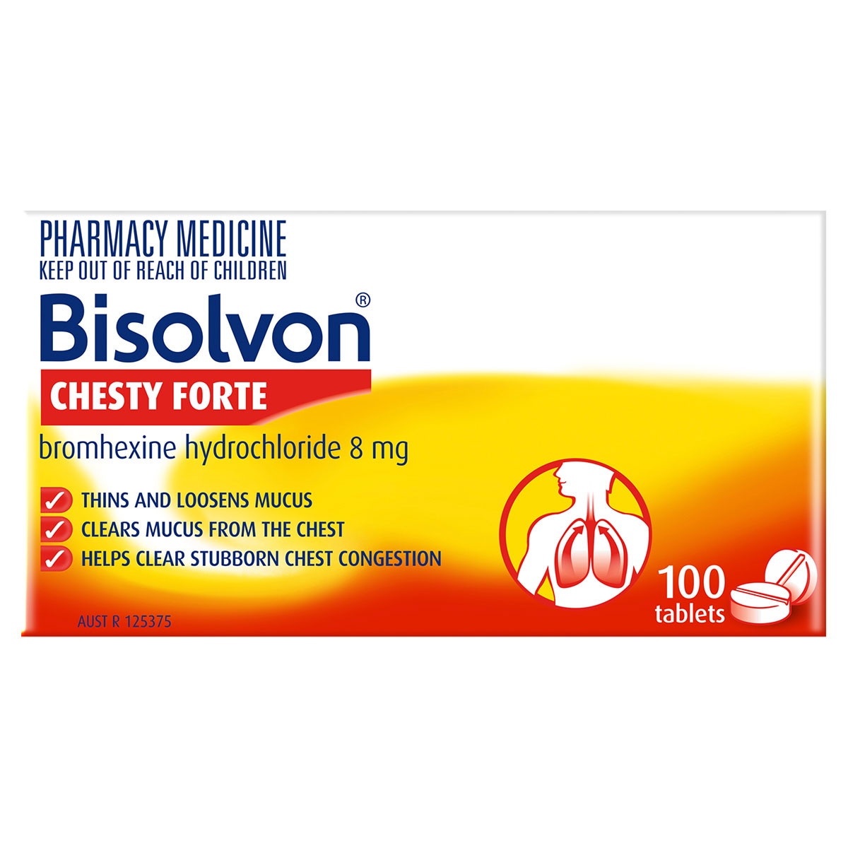 Bisolvon Chesty Forte Cough Tablets 100 Pack